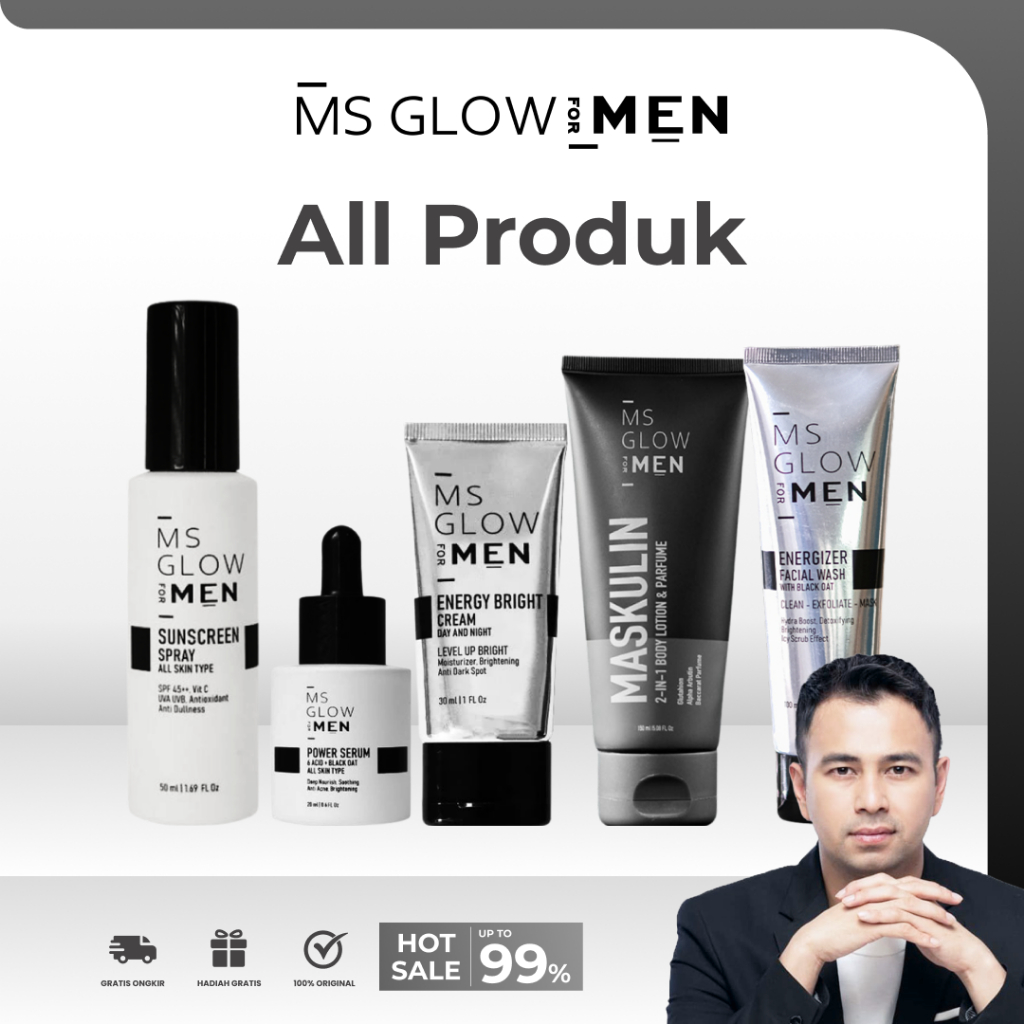 MS GLOW FOR MEN ALL PRODUK SATUAN SKINCARE PRIA SERUM CREAM SUNSCREN LOTION FACIAL WSH DISKON