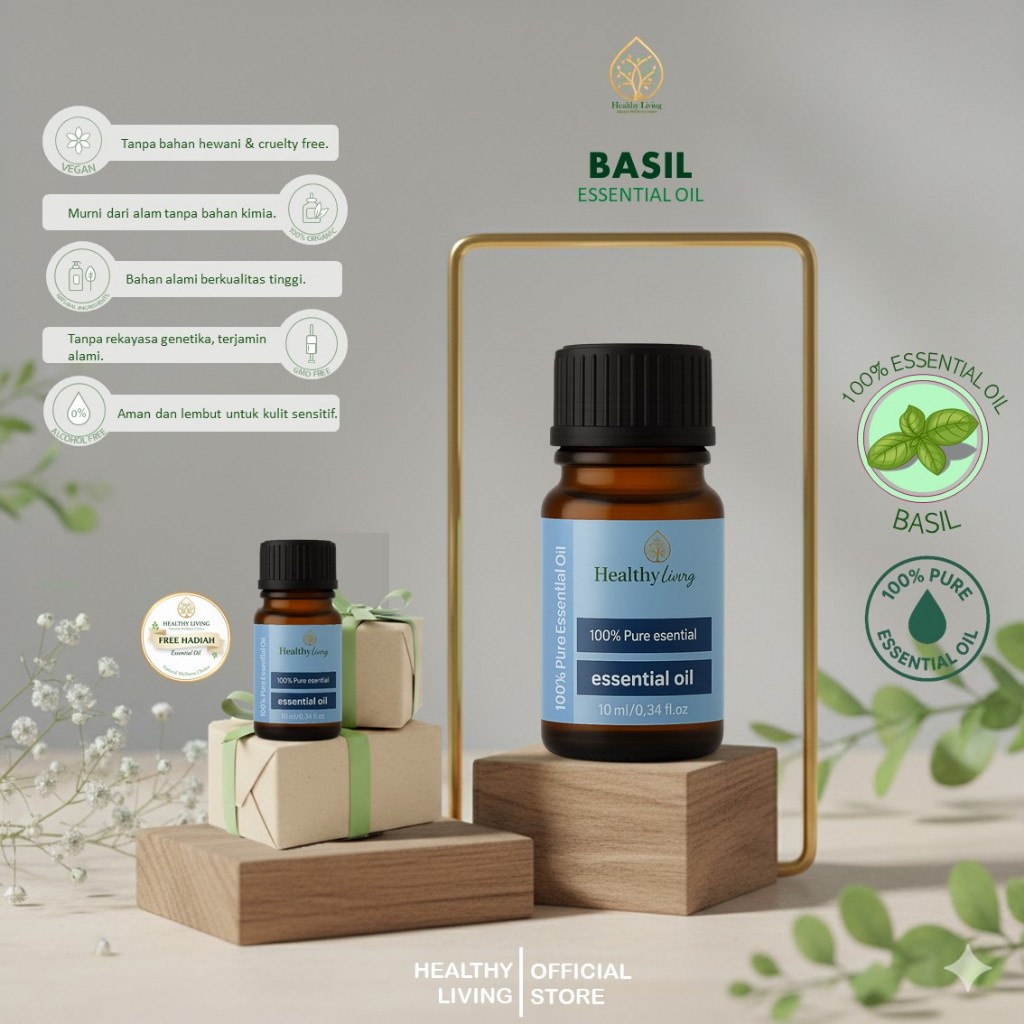 Basil Essential Oil 100% Murni Minyak Atsiri Tanpa Campuran Bahan Lain Daun Kemangi Minyak Atsiri Mu