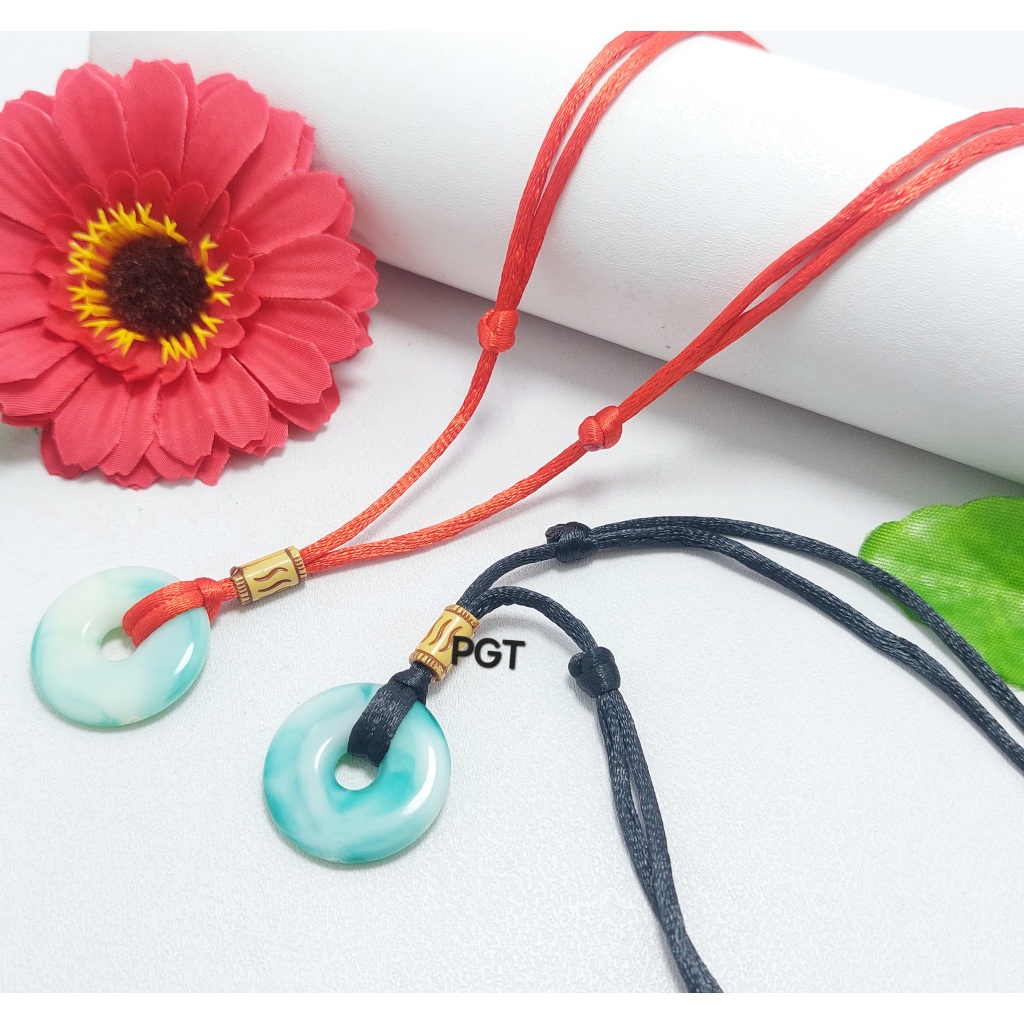 Kalung Tali Liontin Koin Kalung Tali Liontin Giok Kalung Pria Wanita Kalung Keren