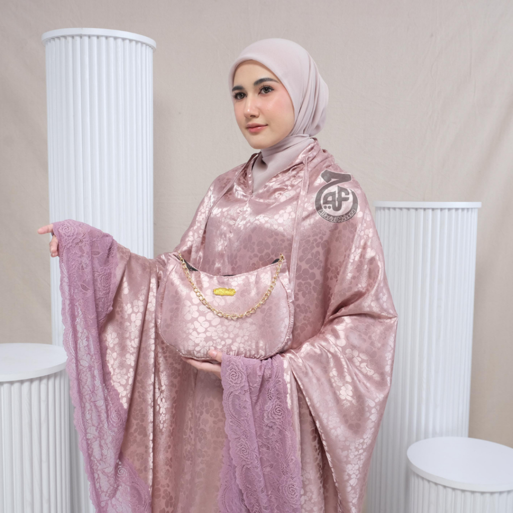Allfarizi | Mukena Dewasa Laura Armani Jaguard 2in1 Silk Luxury  Mix Berukat Alfarizi series