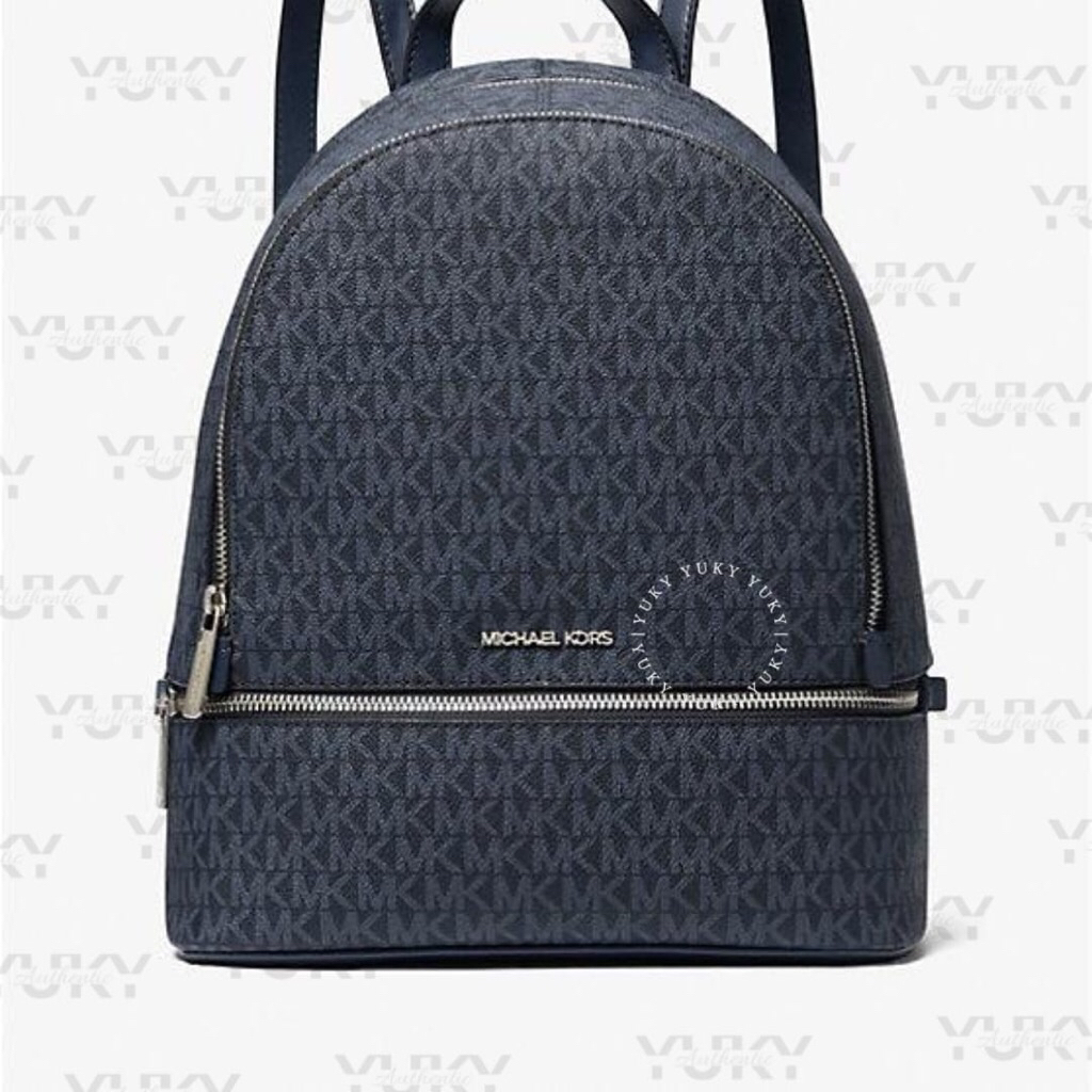 Tas Wanita Branded MICH*EL KO*S MK Rhea Backpack Medium Sign Navy 100% Original