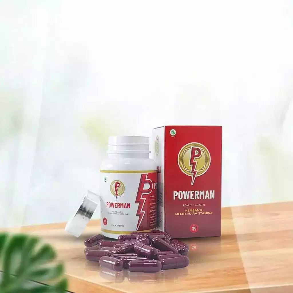 POWERMAN 0bat kuat Herbal Kuwat Pria Tahan Lama Original 100% dengan Obat Kuat Stamina Terbaik