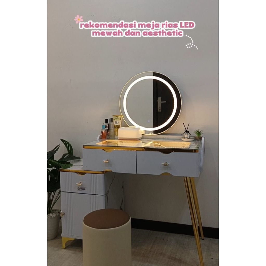 MEJA RIAS KACA LED / MEJA RIAS MINIMALIS MEWAH / MEJA RIAS KACA LED TOUCH SCREEN