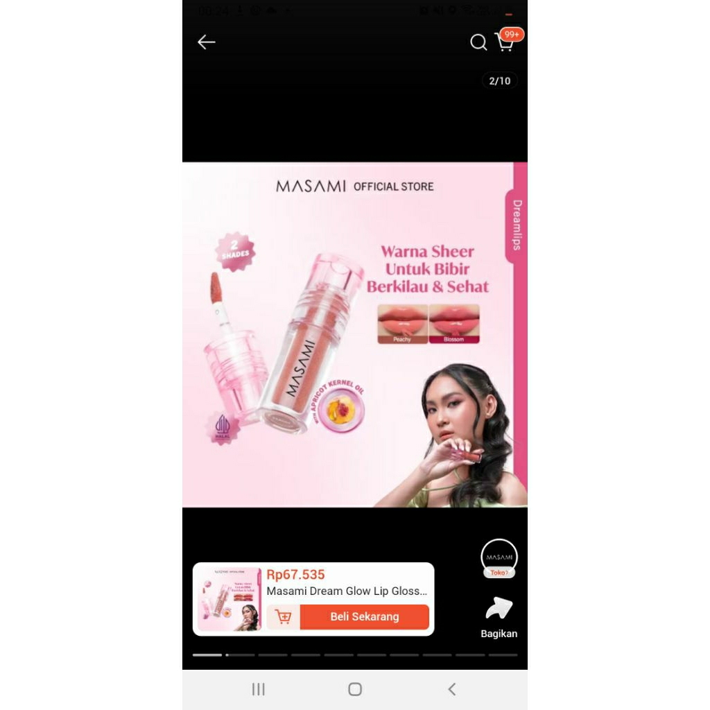 masami dreammatte lipcream rosewood / masami dream glow lipgloss peachy