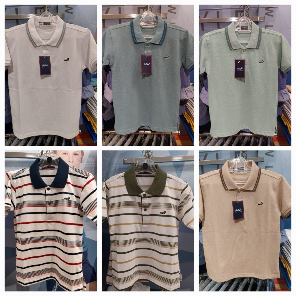 kaos anak cowok model kerah bahan nyaman brand crocodile junior