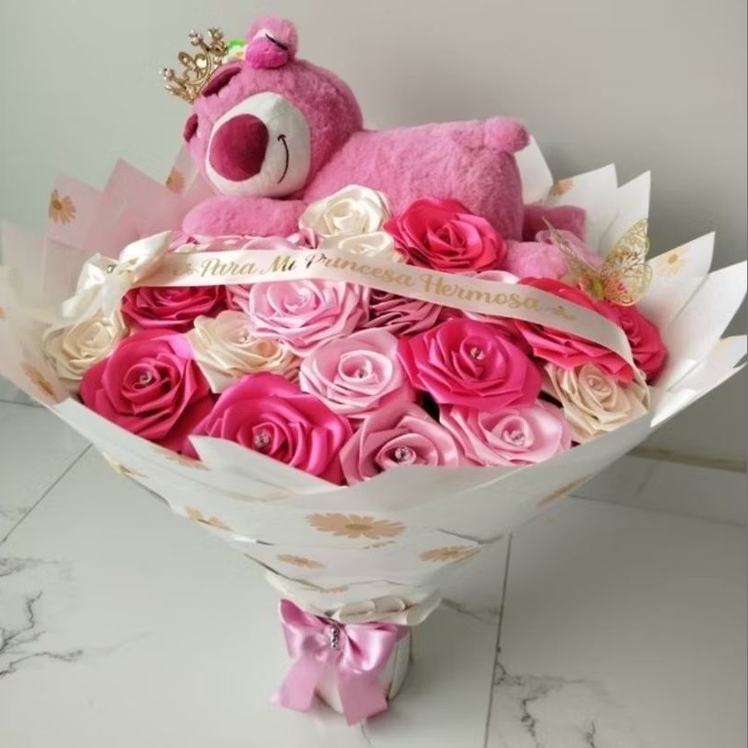 BOUQUET satin mix Boneka LOTSO - bisa request warna - buket boneka lotso