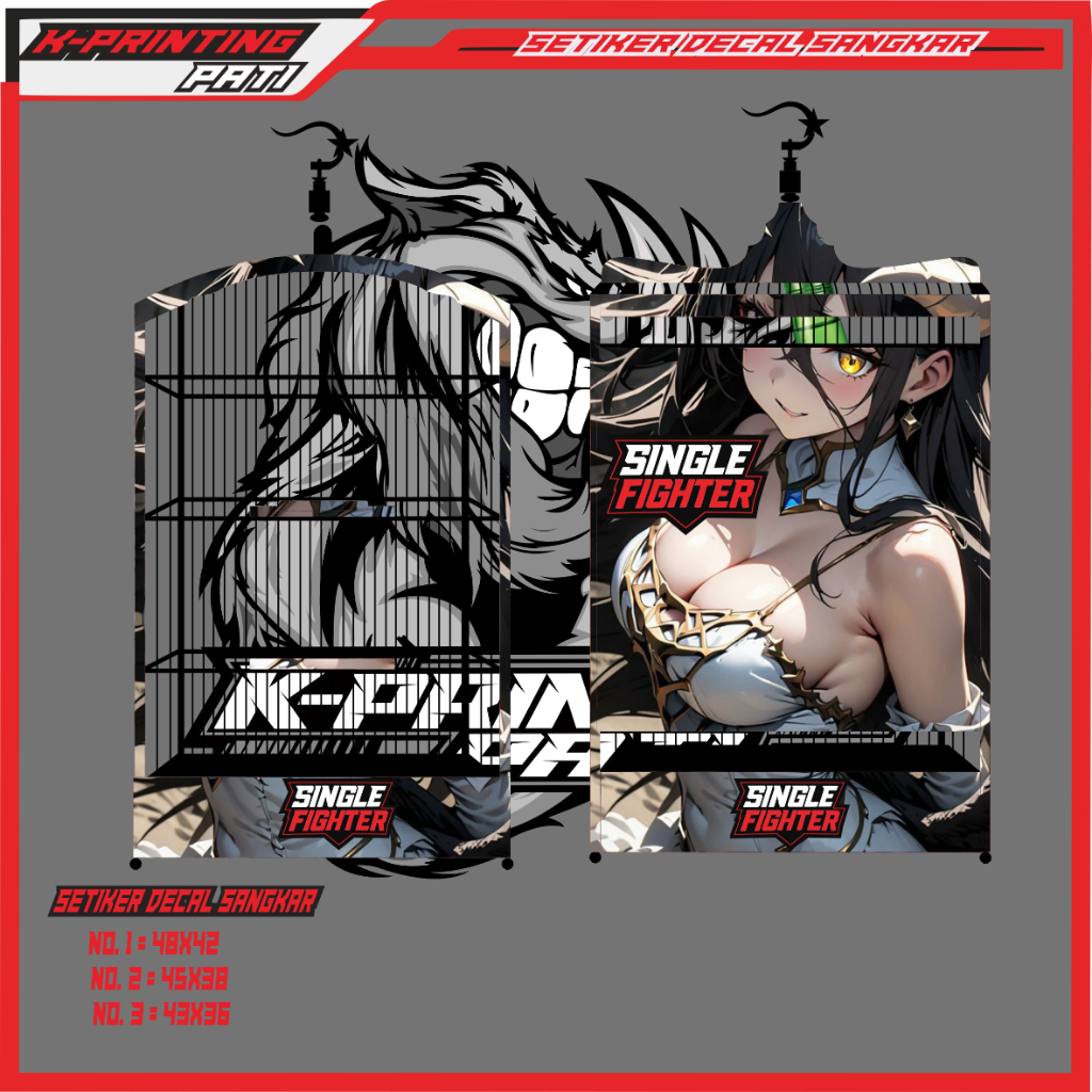 Stiker Decal SINGLE FIGHTER SANGKAR BURUNG sangkar burung kotak/koper burung cucak ijo dll