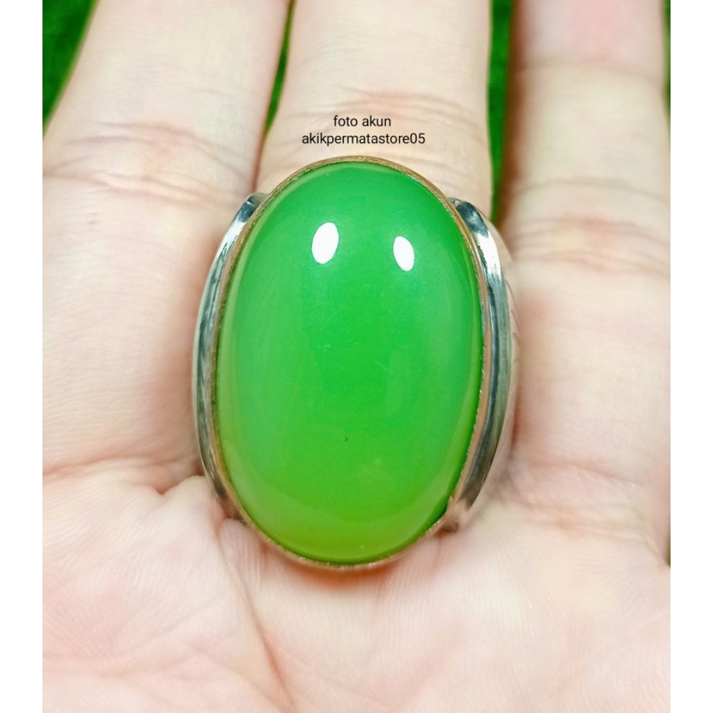 CINCIN BATU AKIK SUNGAI DAREH PUCUK PISANG DIMENSI JUMBO IKAT ALPAKA TANAM
