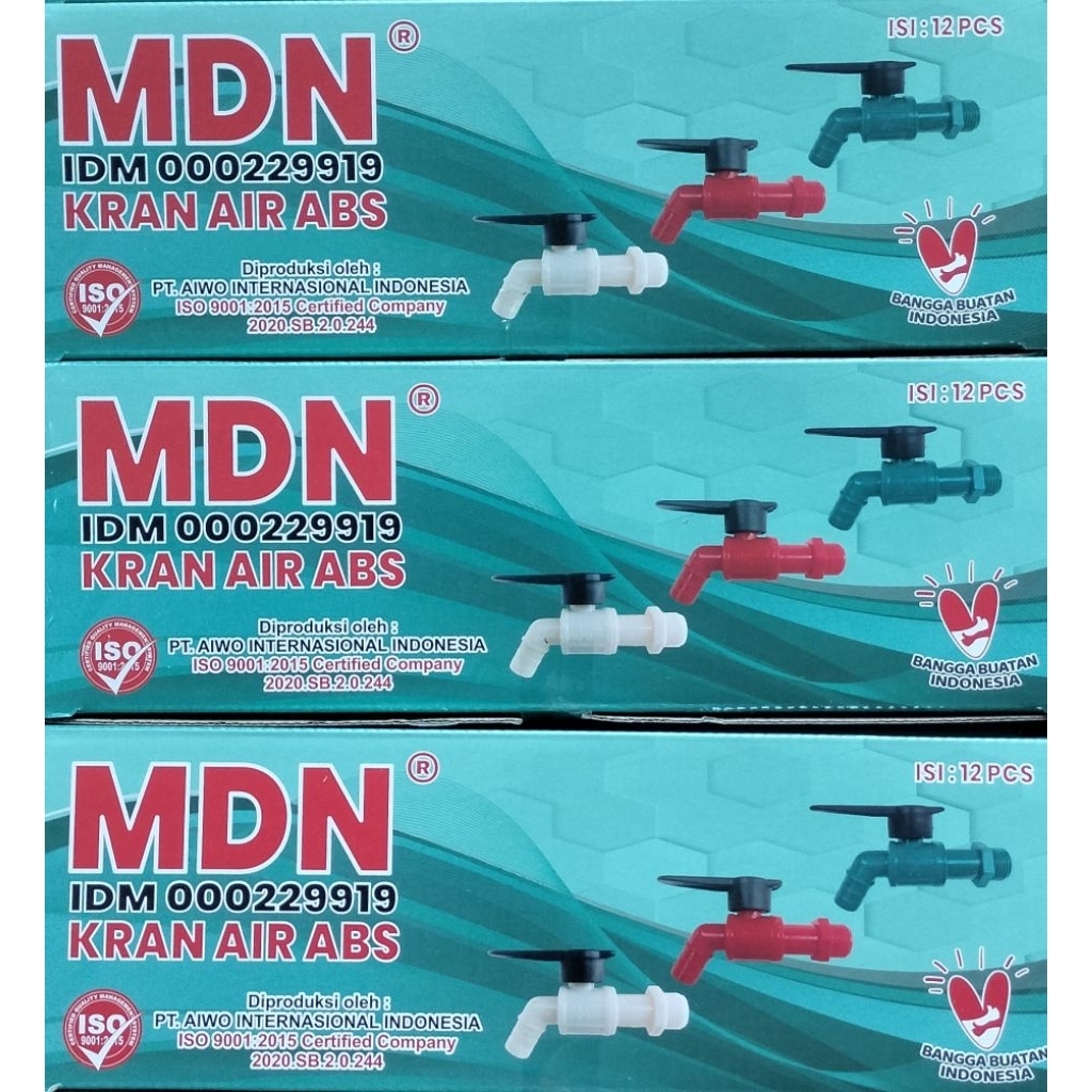 1 BOX (12 pcs) Kran Air Plastik ABS Double Drat / Bola Besi / Butek 1/2 Inch Bonus Drat 3/4 Inch MDN