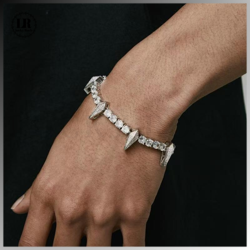 Lucky-1366 Gelang Pria Berlian | Gelang Pria Trendi Eropa & Amerika | Gelang Hip-Hop Berlian untuk F