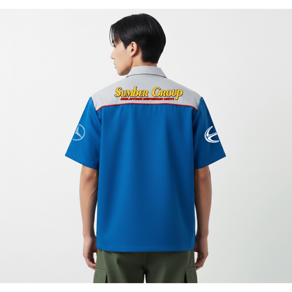 Kemeja PDH WORKSHIRT SUMBER GROUP – American Drill Sablon – Seragam Komunitas Mobil