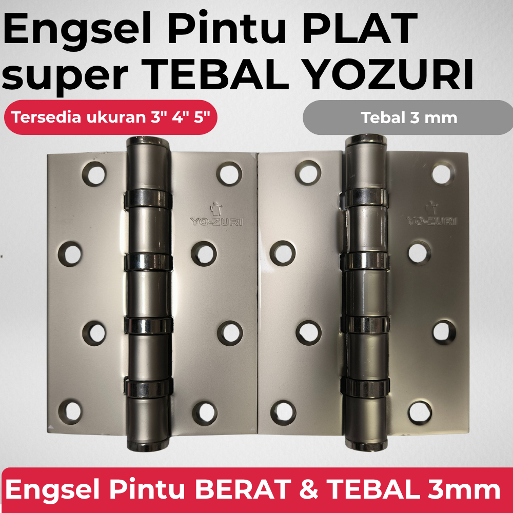 engsel pintu SUPER TEBAL PREMIUM / engsel plat besi / kupu kupu BERAT TEBAL 3MM 3'', 4", 5'' INCH YO