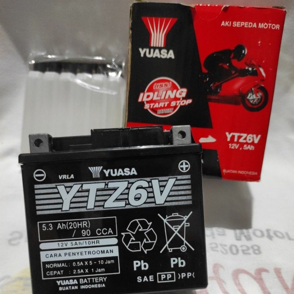AKI, BATERAI YUASA YTZ6V 5 AMPERE, VARIO 125,150,SATRIA FU, PCX 150/160