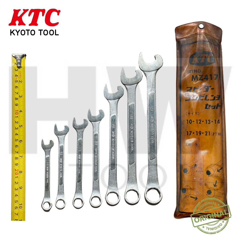 KTC Kyoto Tool MZ417 Speed Combination Wrench Set 7 pcs Kunci Ring Pas 10 12 13 14 17 19 21 mm Perka
