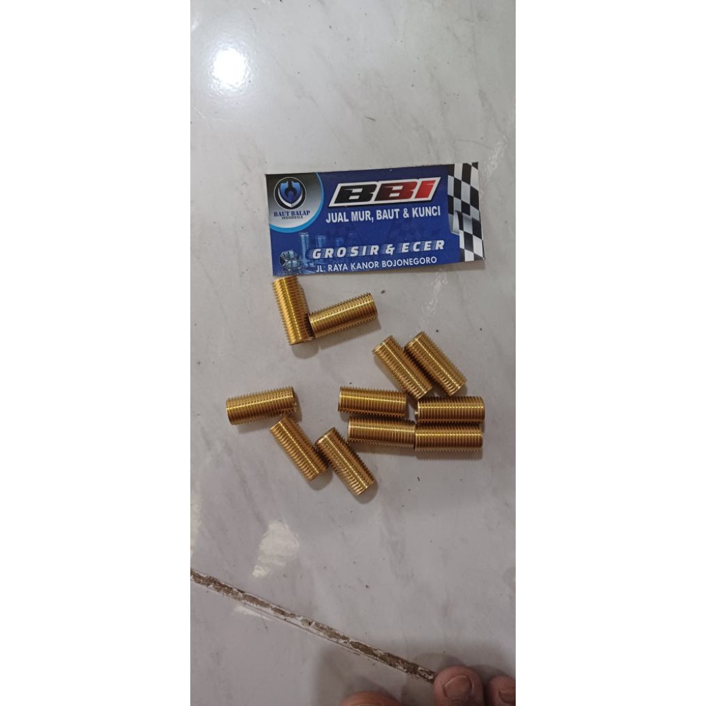 senai drat/sok drat 10x12 drat dalam baut 14drat luar baut17 isi 10pcs kuningan