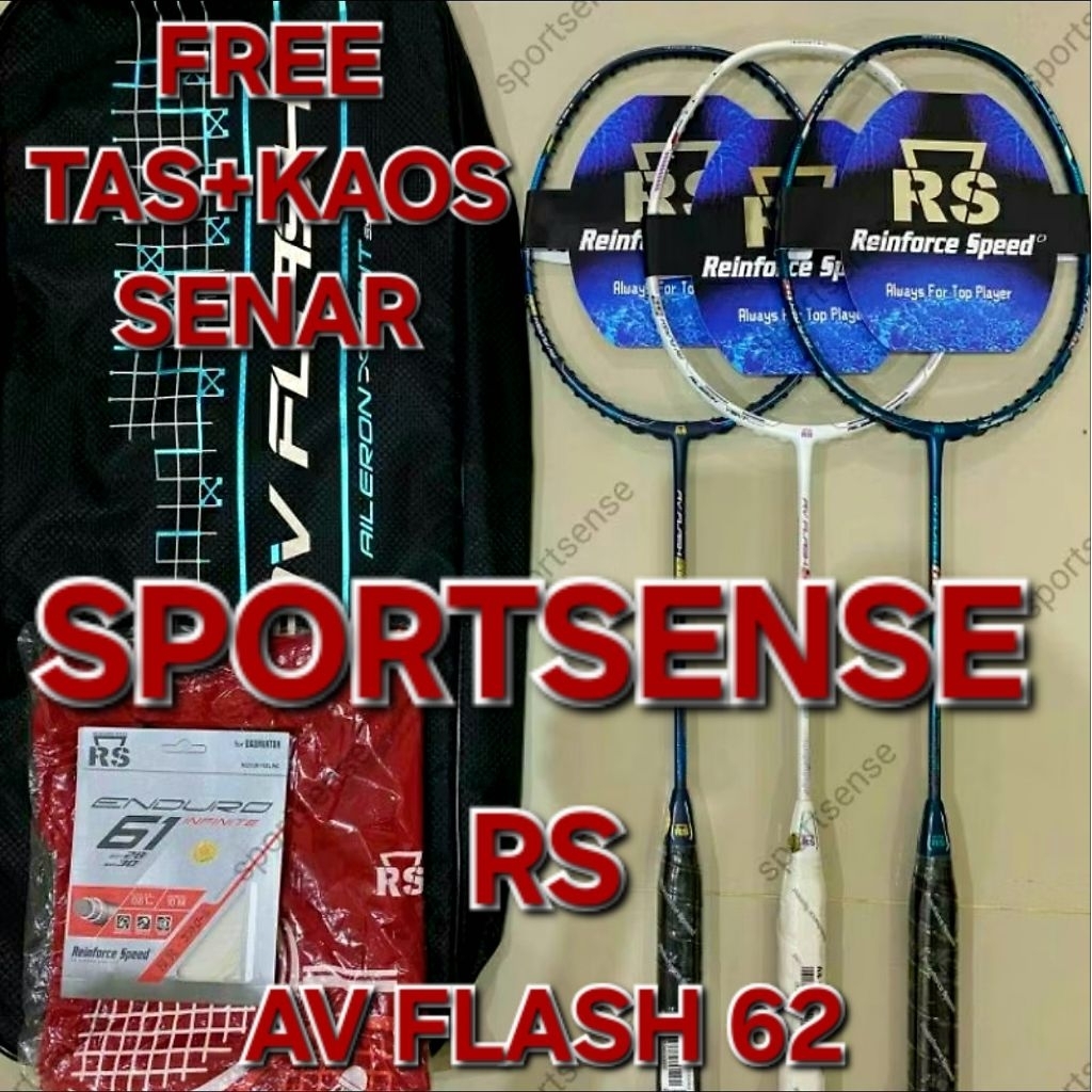 Raket Bulutangkis Badminton Reinforce Speed RS AV Flash 62 Prof Original Bonus Lengkap