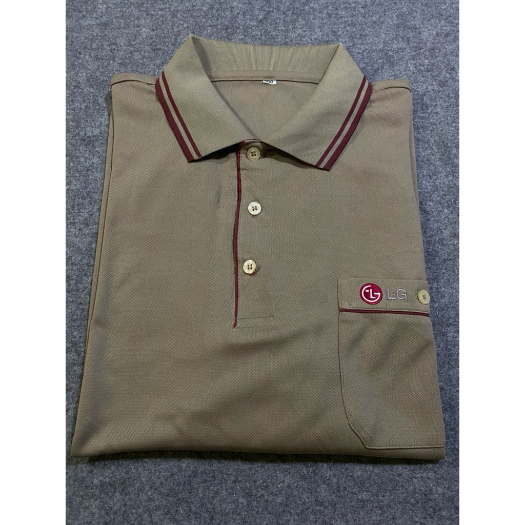 BAJU KAOS KERAH LG COKLAT SIZE L fit XL