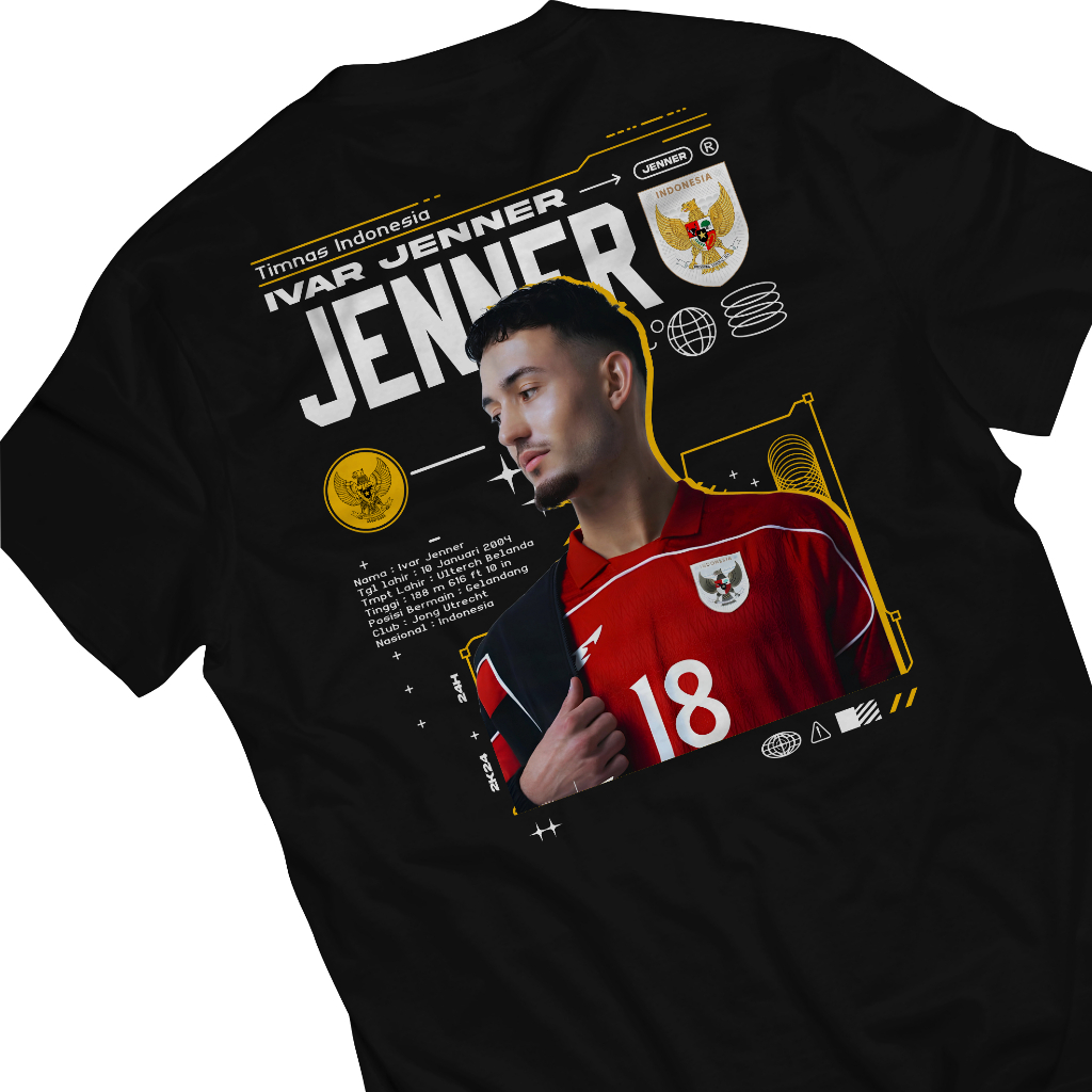 Baju Kaos Ivar Jenner Timnas Indonesia Streetwear New Series Combed 30s Official Pemain Timnas Indon