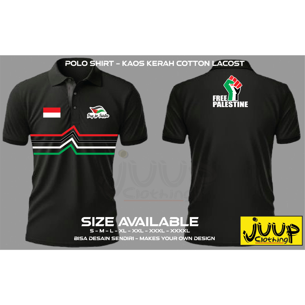 POLOSHIRT TSHIRT KAOS BAJU PRIA DAN WANITA PALESTINA FREE PALESTINE