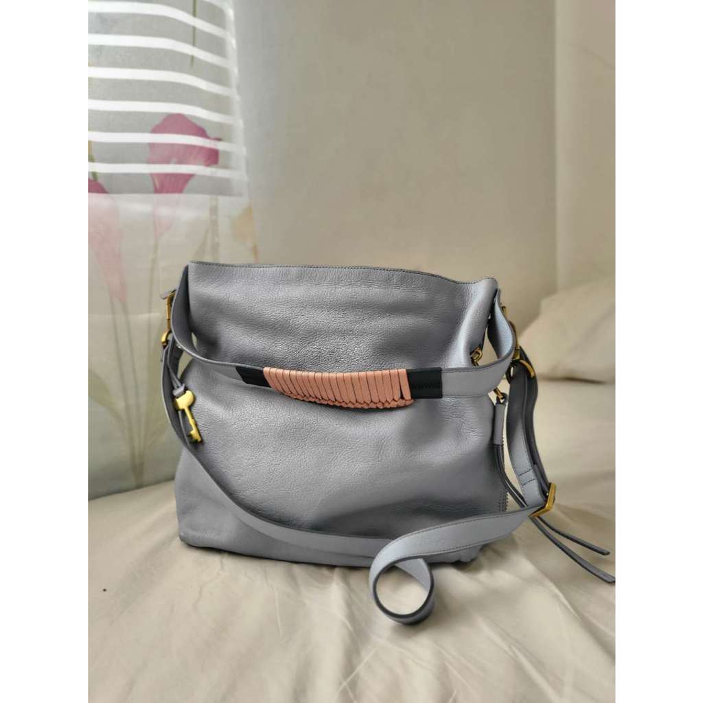 Preloved Tas Fossil Maya Hobo Horizon Blue