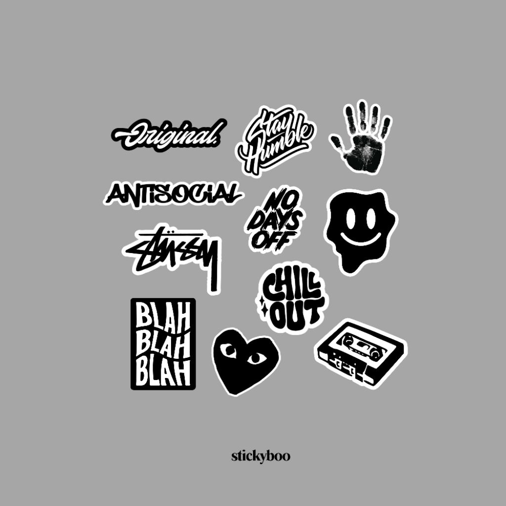 Sticker Hitam Putih Monochrome Aesthetic