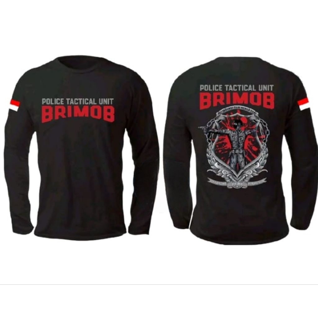 KAOS Lengan Panjang Police Tactikal Unit Brimob - Baju Pria Distro Army