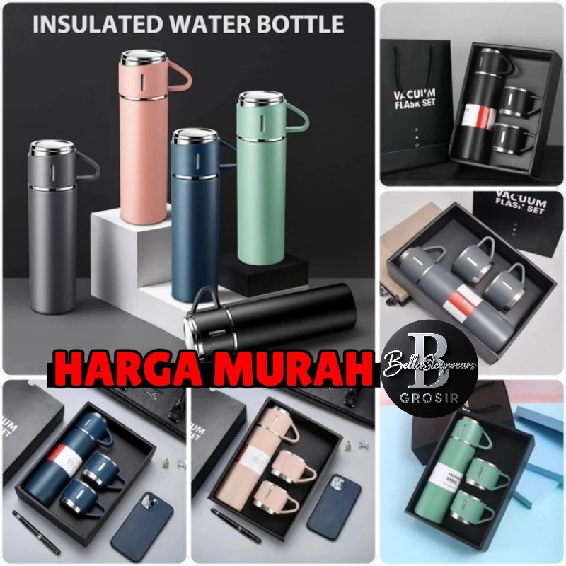 BELLA | TERMOS SULTAN VACUUM FLASK SET 3IN1 - THERMOS VACUUM 500ML FLASK GIFT SET PREMIUM WITH BOX D