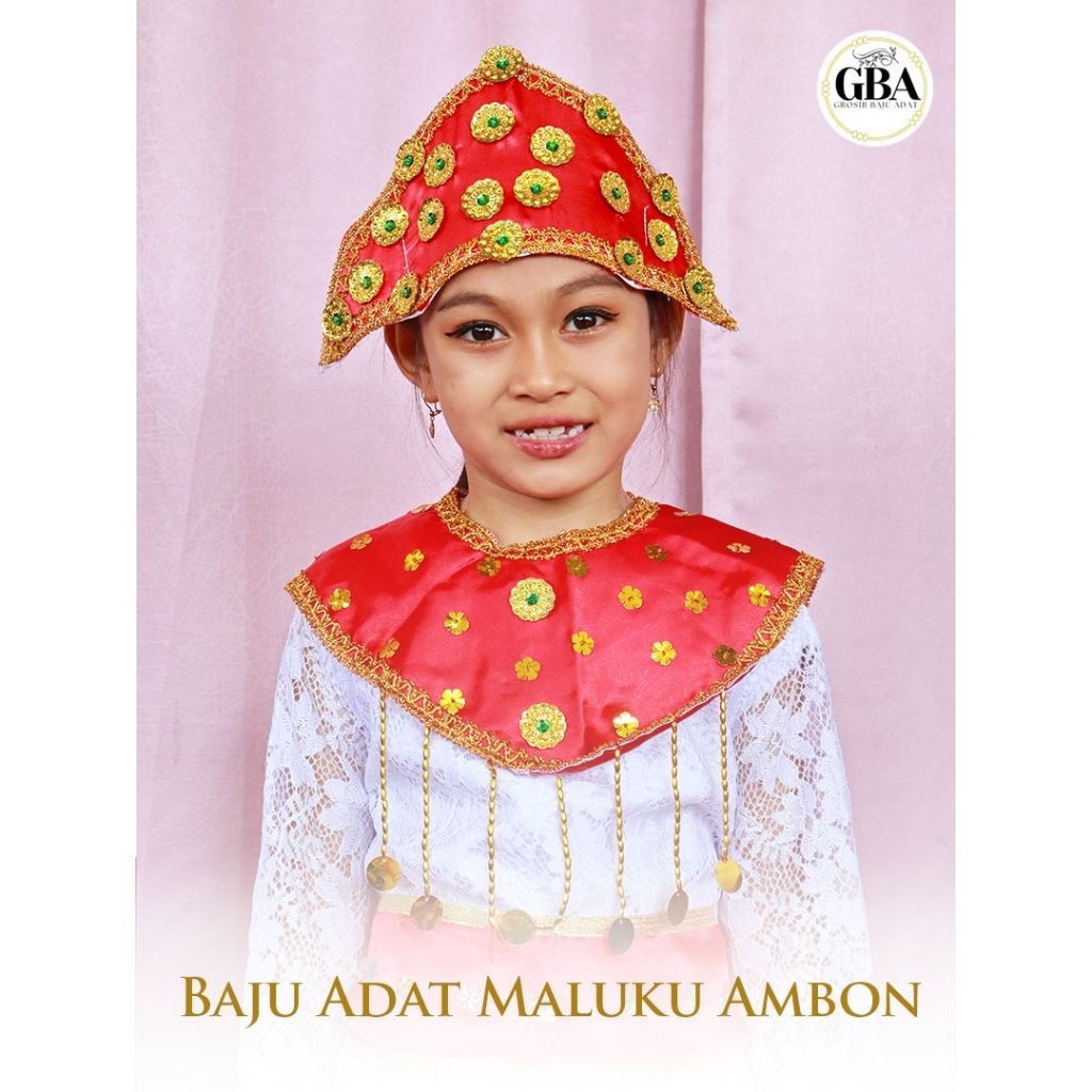 Topi maluku anak perempuan merah