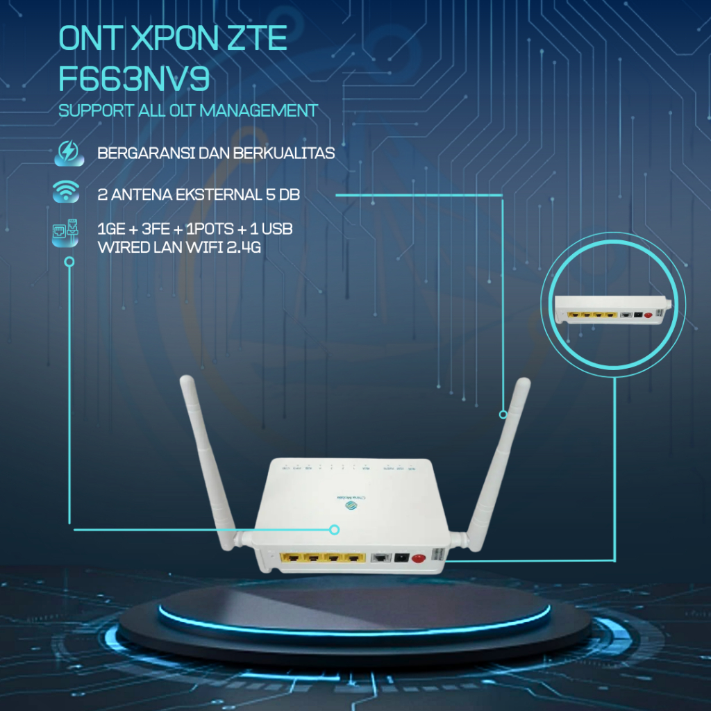 ZTE F663NV9 ONT XPON  LENGKAP ADAPTOR
