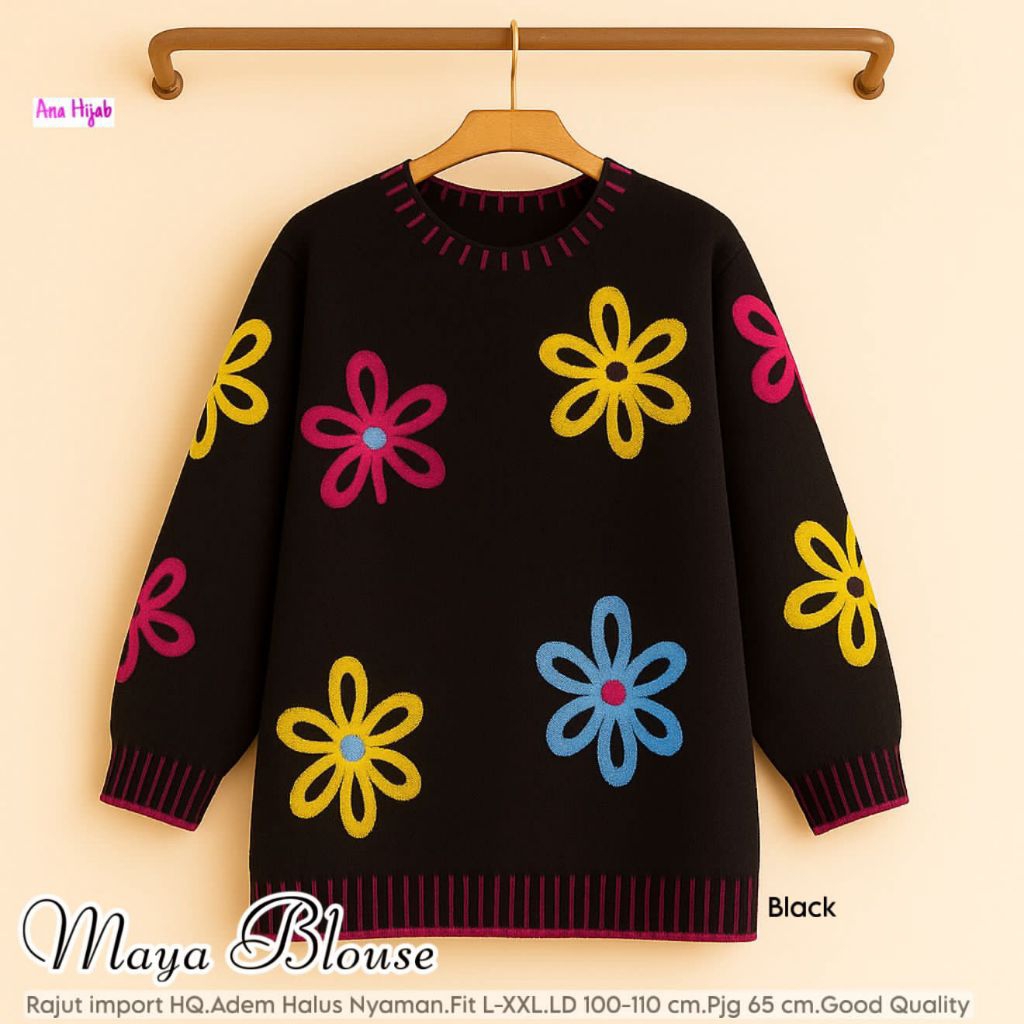 Maya blouse Ana Hijab blouse wanita premium rajut import hiqh quality kekinian elegan