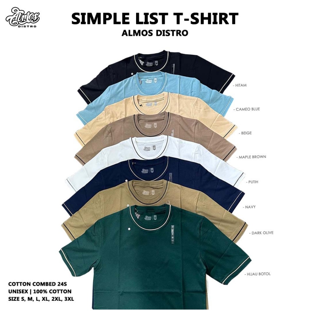 AlmosDistro Simple List Lengan Leher Cottton combed 24s