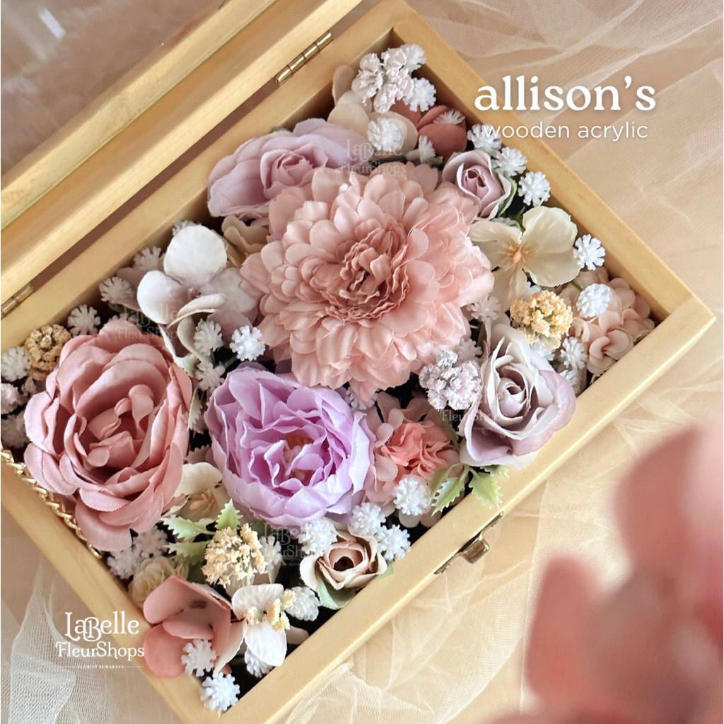 Allison’s Wooden Acrylic | Artificial Flowers Box Acrylic | Hadiah Bunga Box Akrilik