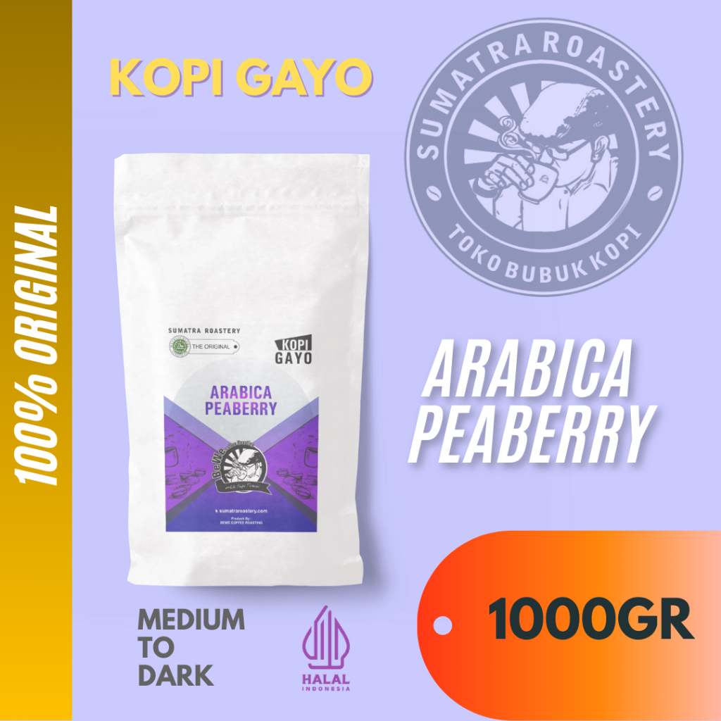 KOPI GAYO PEABERRY 1KG KOPI LANANG MEDIUM TO DARK ROAST ORIGINAL ACEH