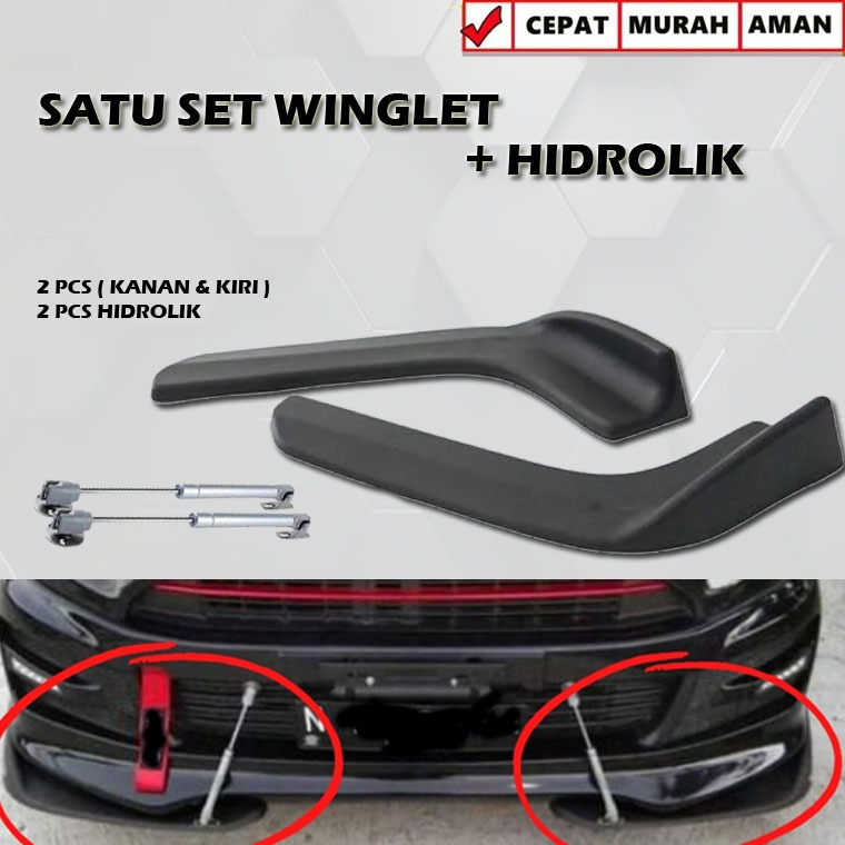 Winglet Lips Bumper Universal Winglet Bumper Mobil + 2 pcs Hidrolik