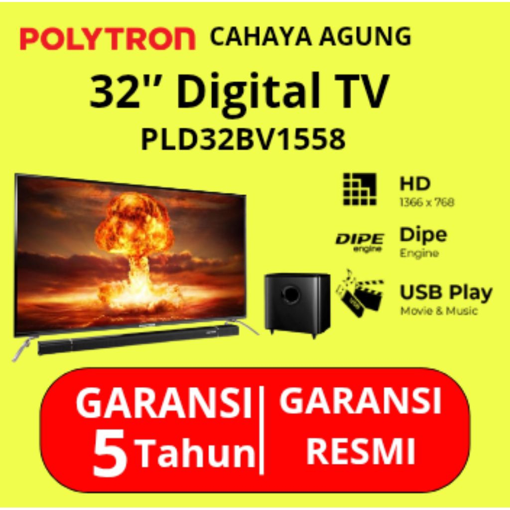 Polytron 32 Inch Digital Tv Cinemax Soundbar PLD32BV1558