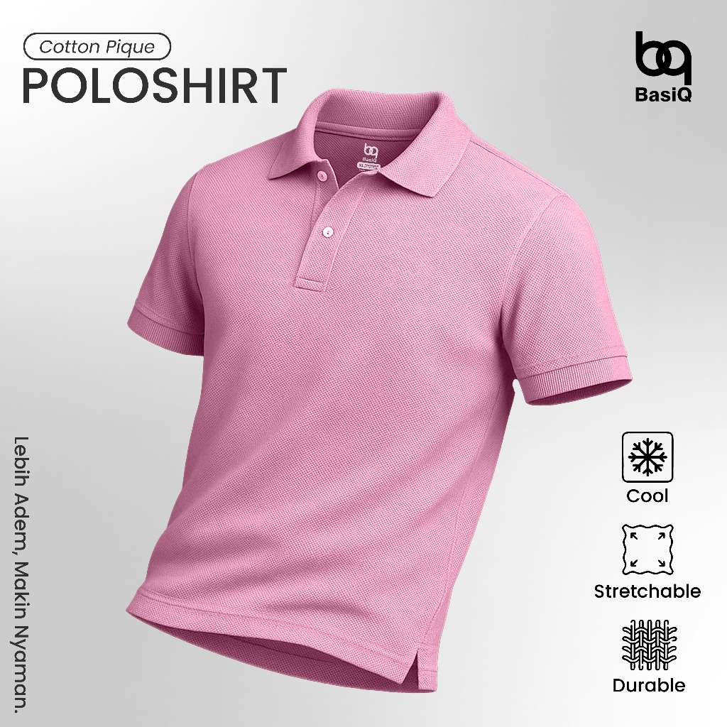 BASIQ Kaos Polo Pria | Polo Shirt Kaos Kerah Pria | Kaos Berkerah Pria Premium | Kaos Polo Pink
