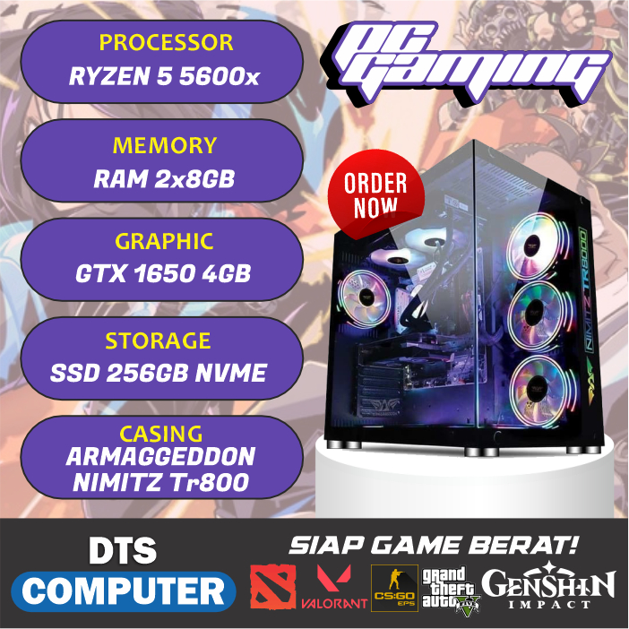 Pc Gaming | Ryzen 5 5600X | GTX 1650 | 16GB DDR4 | Siap Gaming Render