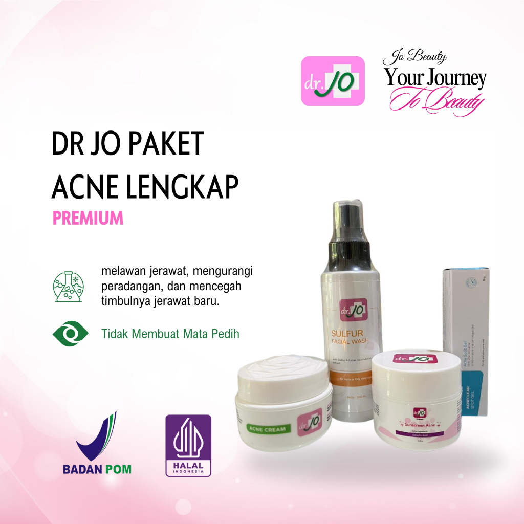 PAKET ACNE PREMIUM DR.JO | PAKET JERAWAT KLINIK DR.JO BPOM AMAN HALAL