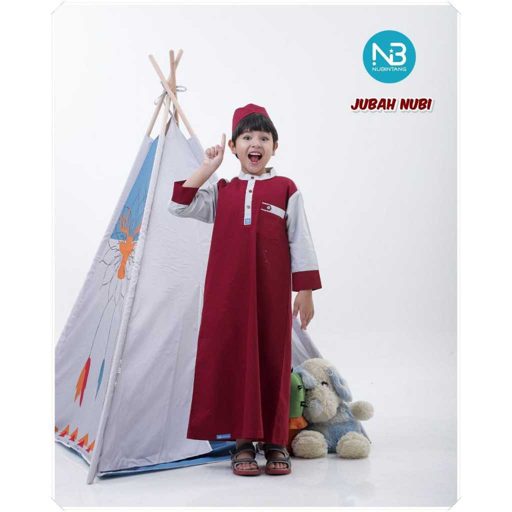 Jubah Anak Laki-Laki Nubi Premium | Gamis Koko Anak Muslim Stylish & Nyaman (MAROON)