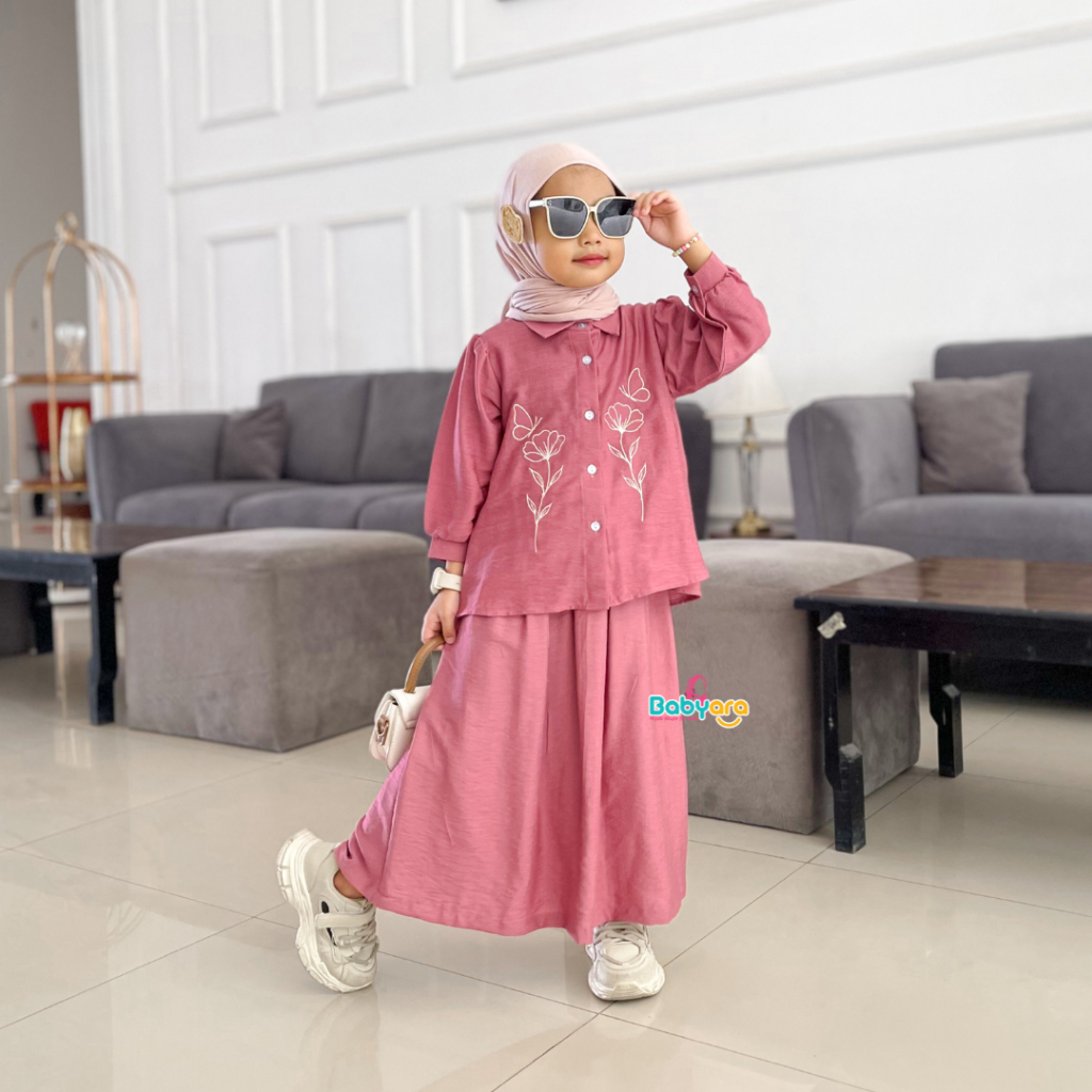 Leona Oneset/pakaian fashion anak perempuan/setelan stelan anak perempuan/cardigan kardigan anak per