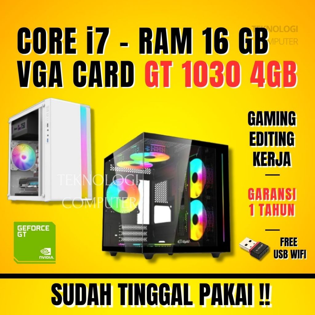Core i7 | VGA GT 1030 | PC Only | Gaming Editing Rendering | CPU Komputer Rakitan