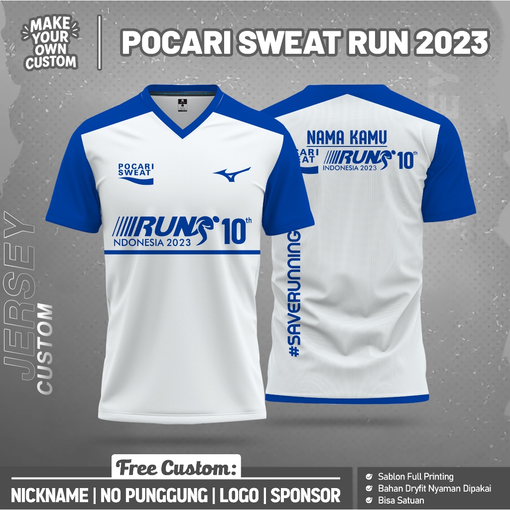 Jersey POCARI SWEAT RUN 2023 Free Custom Nama dan No Punggung Full Printing