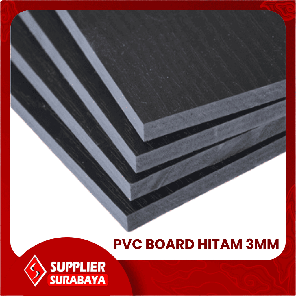 PVC 3MM HITAM MEDIUM UKURAN 40X60 60X60 60X120 / PAPAN PVC BOARD HITAM 3MM / PVC ANTI AIR, API, DAN 