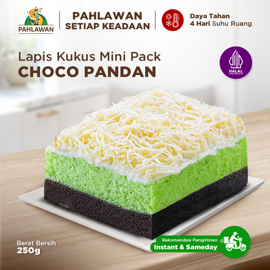 Lapis Kukus Pahlawan Choco Pandan Mini Pack - Oleh-oleh Khas Surabaya