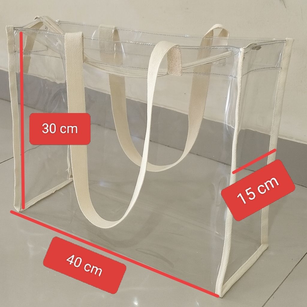 Tas mika tebal transparan SerbagunaTotebag Bahan Mika Tebal Tas jinjing Tas belanja Besar