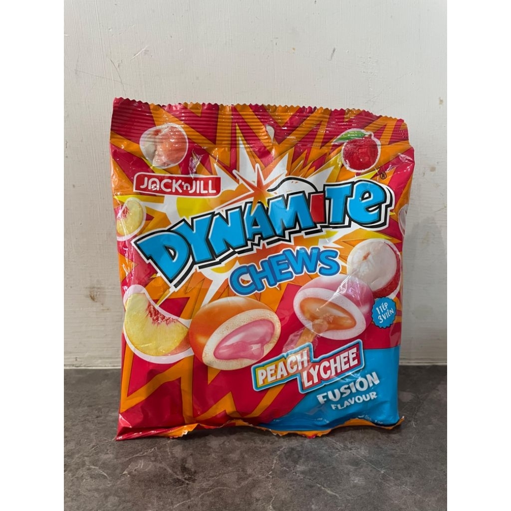 PERMEN CHEWS JACK AND JILL DYNAMITE RASA PEACH LYCHEE 125 GR