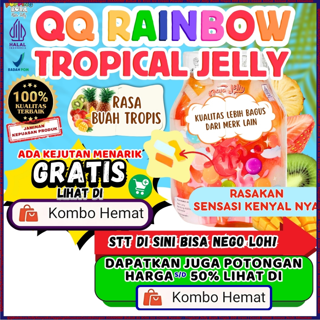 QQRainbowJellyKonyakuToppingMinumanCocokDengan DIAMOND Bubuk Es Krim Ice Cream Powder - Tropical Jel