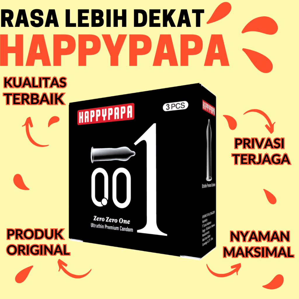 Happypapa 001 Kondom Tipis Original 3 Pcs