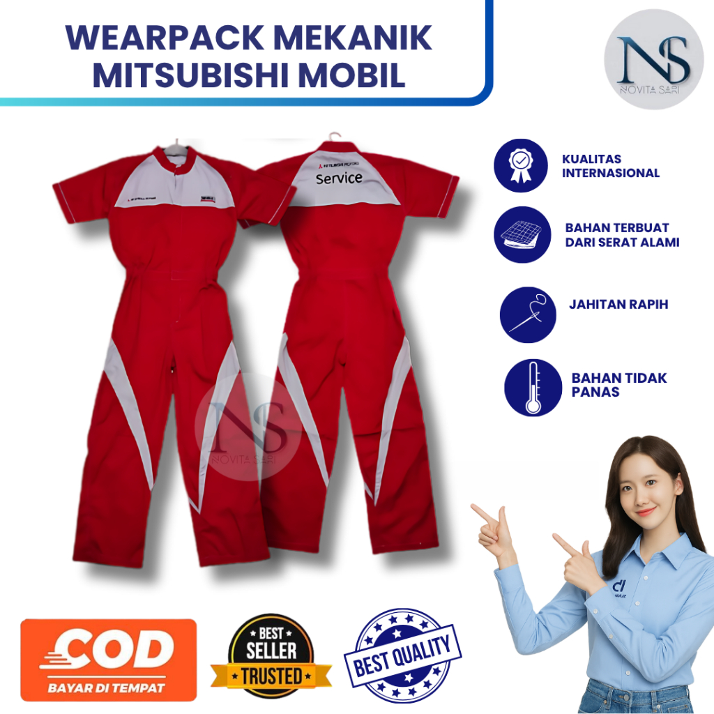 Wearpack Mitsubishi | Seragam Mitsubishi Ori | Seragam Bengkel| Seragam Kerja Pria | Seragam Mekanik