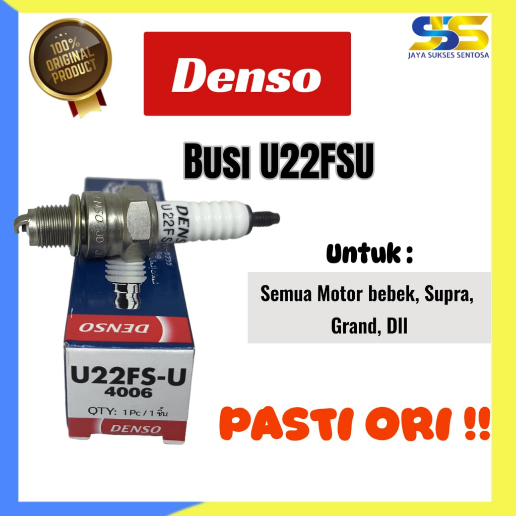 Busi Denso U20EPR9 & U22FSU Motor Bebek Supra Grand Revo Blade | Busi Original Denso Pasti Ori